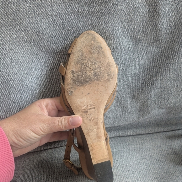 Miu Miu Strappy Leather Wedges - Picture 5 of 6
